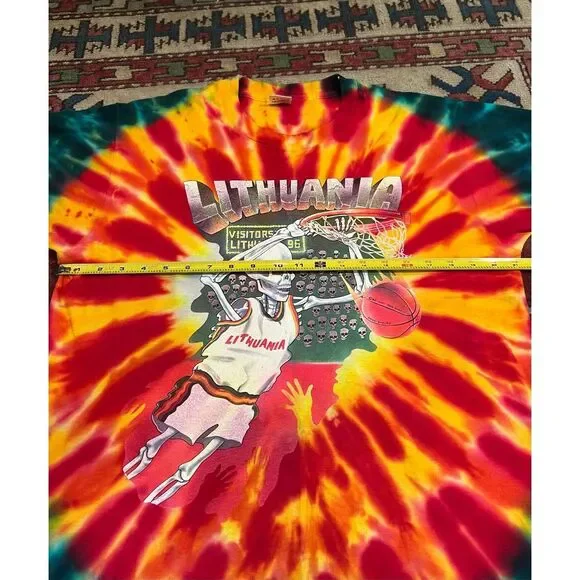 Vintage 1992 Grateful Dead Lithuania Tie Dye Basketball Bronze Medal Shirt L XL - Picture 5 of 6